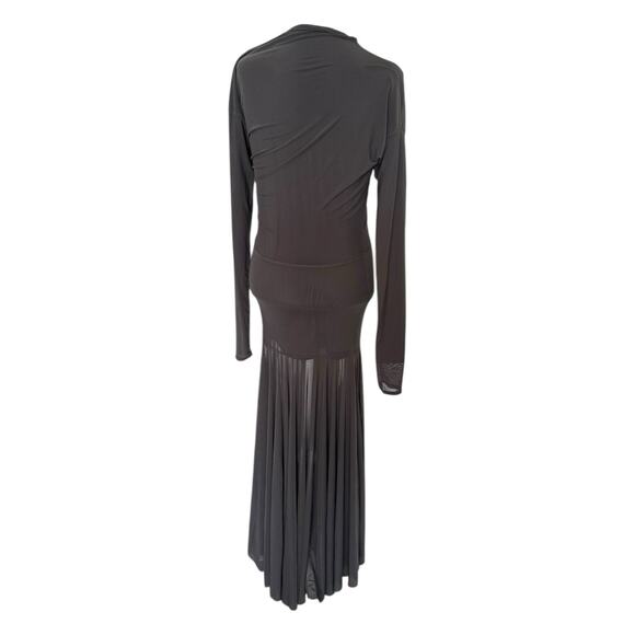 Lemaire Transparent Maxi Dress In Dark Espresso M Asymmetrical Mesh Dress Gown - Picture 7 of 14